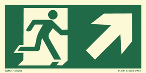 Huvudbild L&oslash;pende mann - Pil skr&aring;tt opp H&oslash;yre, Aluminium, Velg st&oslash;rrelse