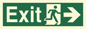 Huvudbild Exit right - running man and arrow