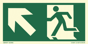 Huvudbild L&oslash;pende mann - Pil skr&aring;tt opp Venstre, Aluminium, Velg st&oslash;rrelse