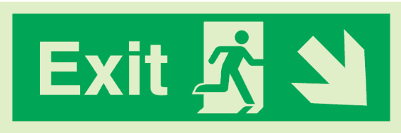 Exit with arrow - diagonally down right 