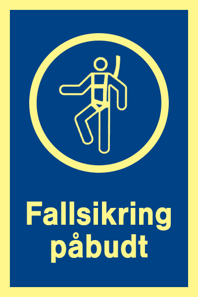Fallsikring påbudt, 300*200 mm, Aluminium 